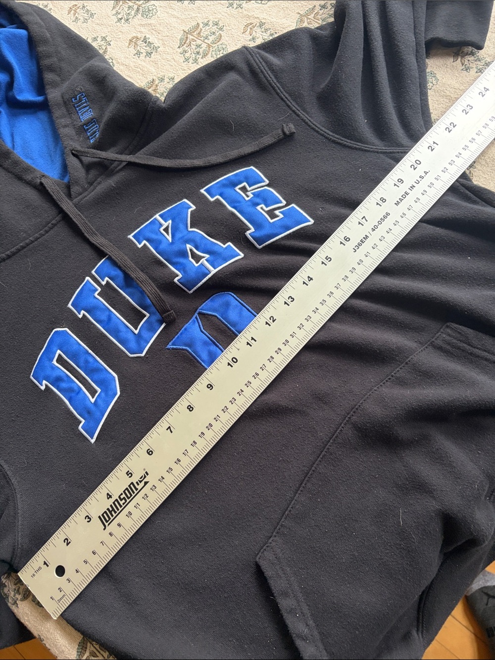 Duke Black Pullover Hoodie with Royal Blue Lettering